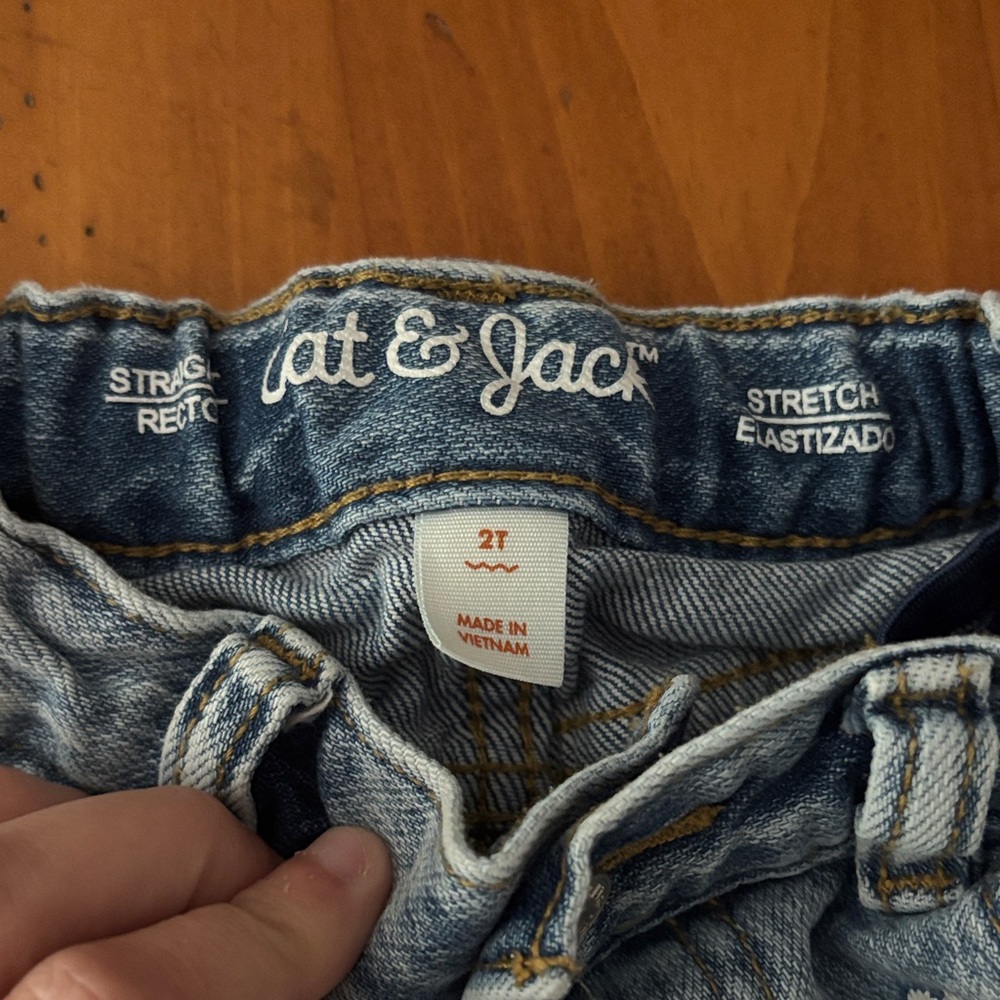 Cat & Jack Blue Jeans with Floral Embroidery - Picture 2 of 5